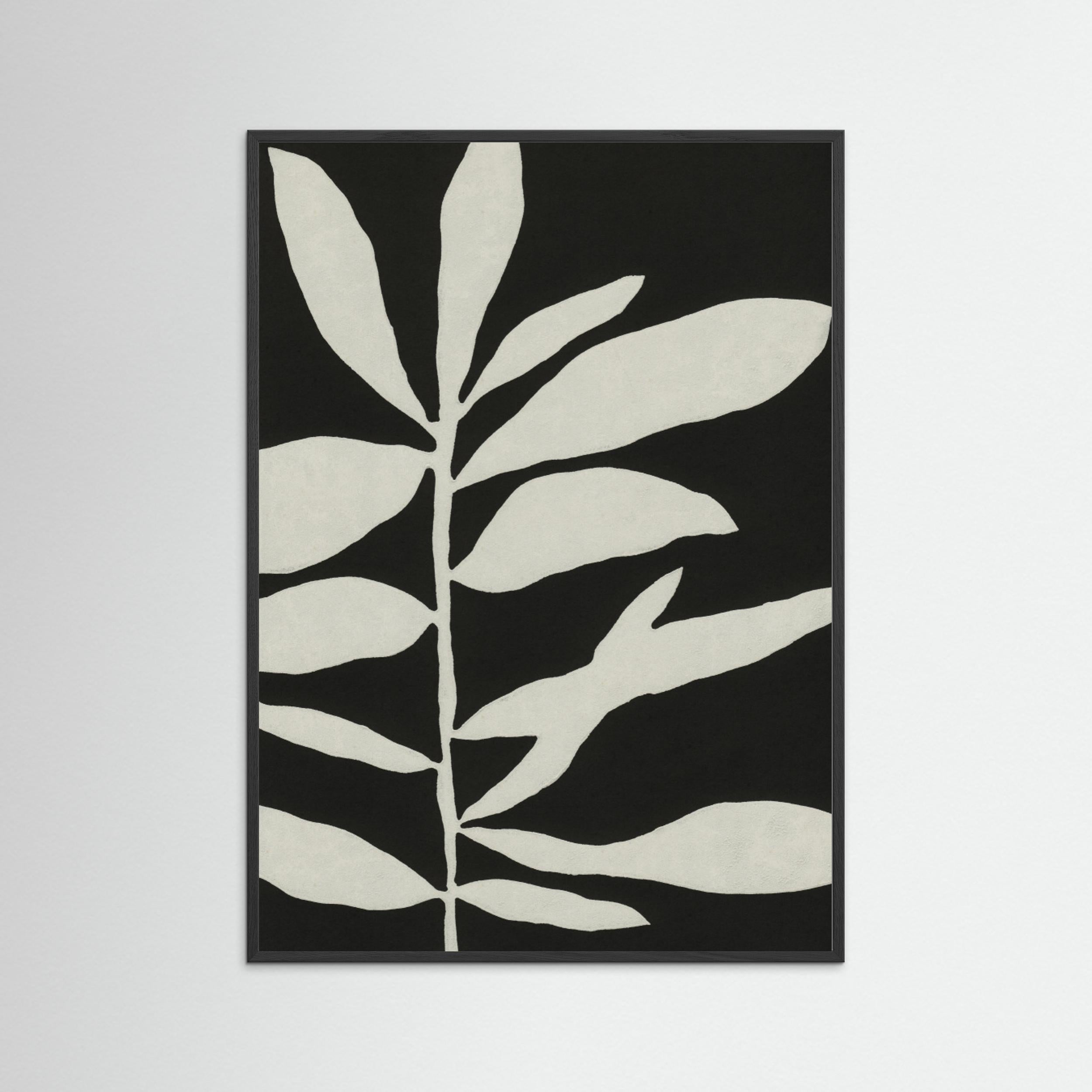 Linocut Branch 3 / White & Black by Alisa Galitsyna - Fine Art Paper Print - dreamtprint.art - 14 x 21 cm / 5 x 8″ (A5)